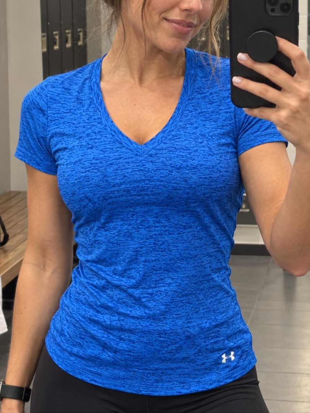 Under Armour Women's Royal Blue Heather V-Neck Performance Tee
